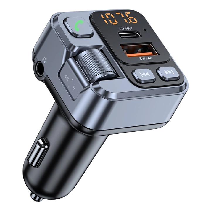 Bluetooth 5.1 Car USB Phone Charger Wireless FM Transmitter Car Kit 30W PD Quick Charger Audio Mp3 Player