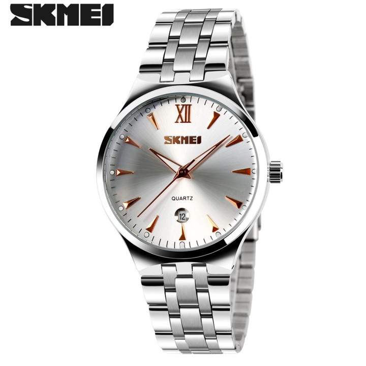 SKMEI  Couple Watches Men/Women Watches Stainless Steel Quartz Calendar Business Quartz Watch Gifts