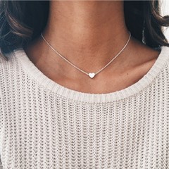 Women Necklace Tiny Heart Choker Chain Love Lady Necklace Pendant Girl Lover Gift Jewellery silver 44