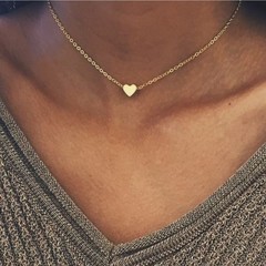 Women Necklace Tiny Heart Choker Chain Love Lady Necklace Pendant Girl Lover Gift Jewellery gold 44