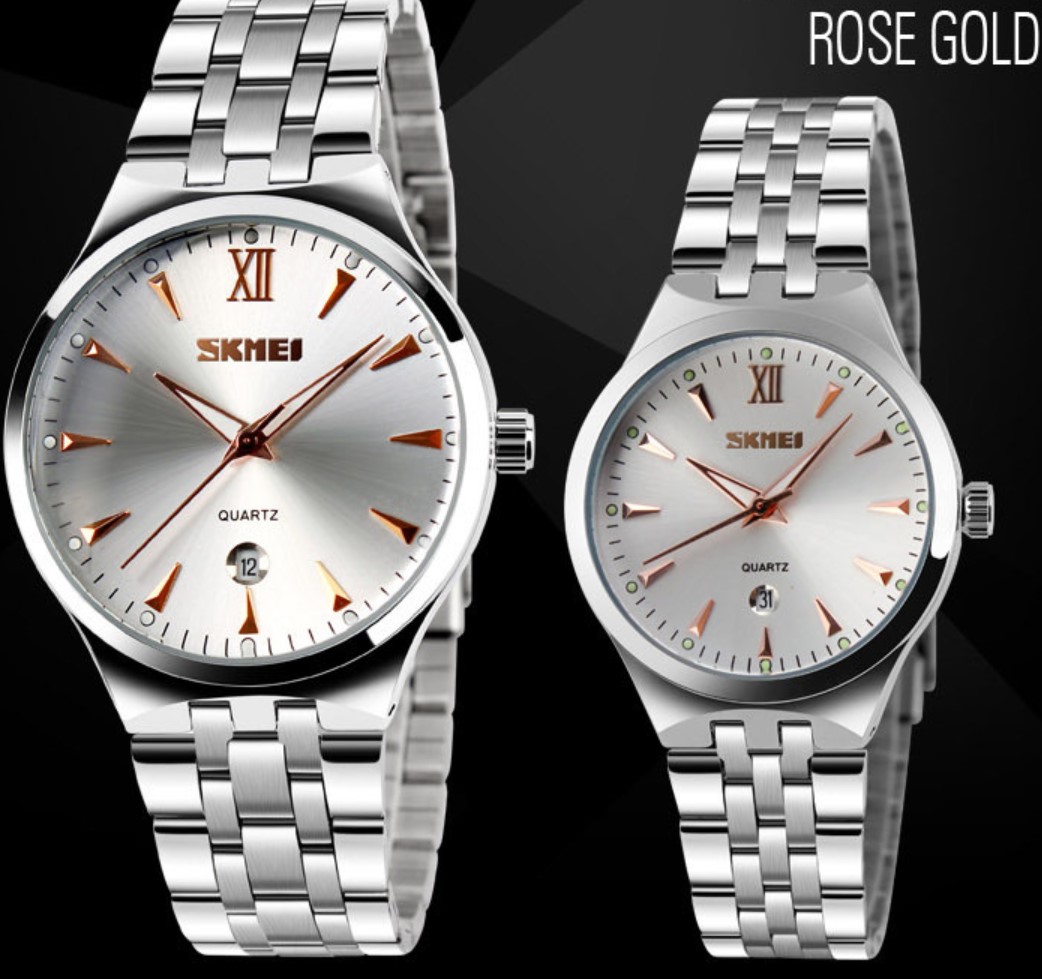 SKMEI  Couple Watches Men/Women Watches Stainless Steel Quartz Calendar Business Quartz Watch Gifts