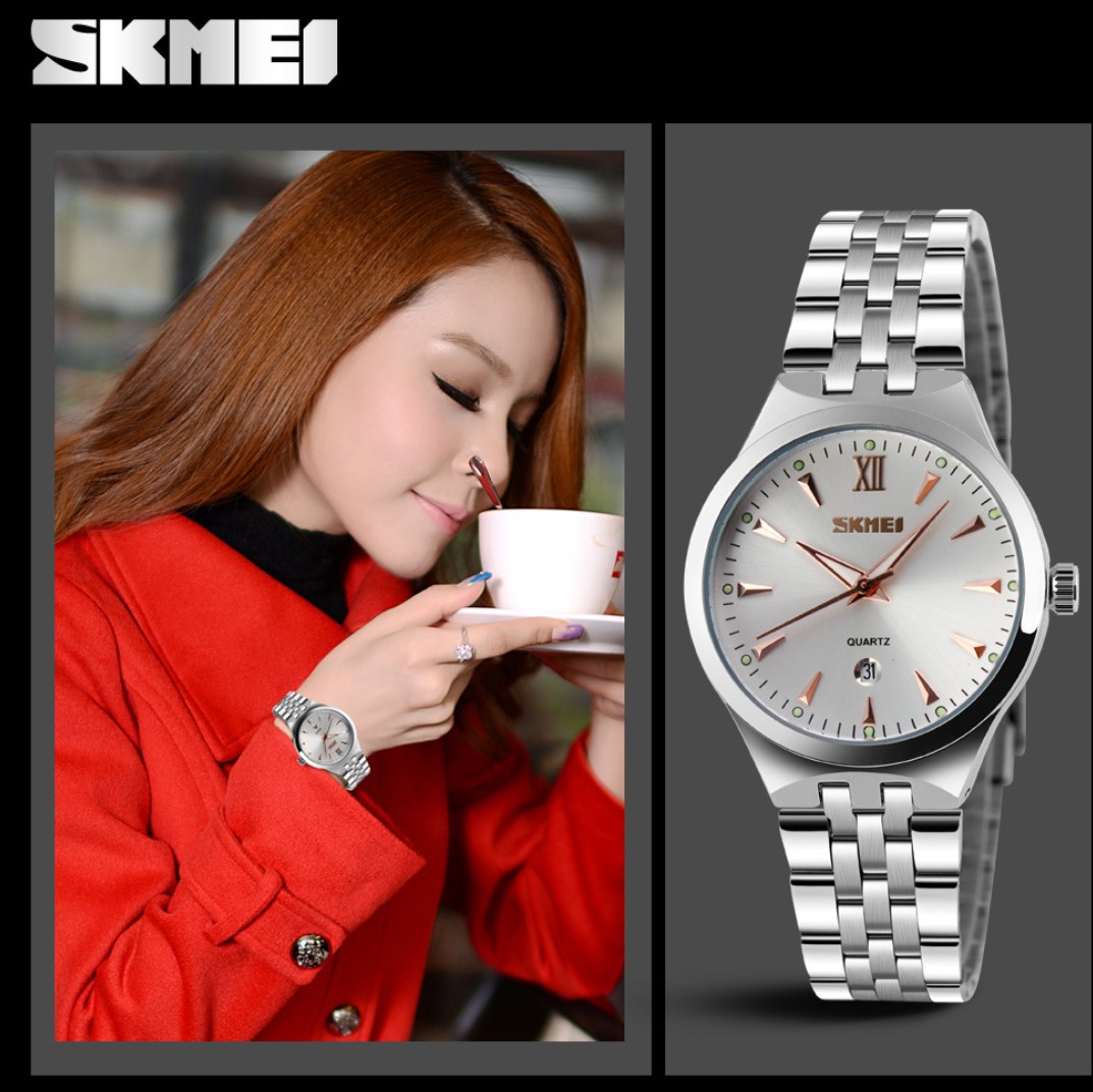 SKMEI  Couple Watches Men/Women Watches Stainless Steel Quartz Calendar Business Quartz Watch Gifts