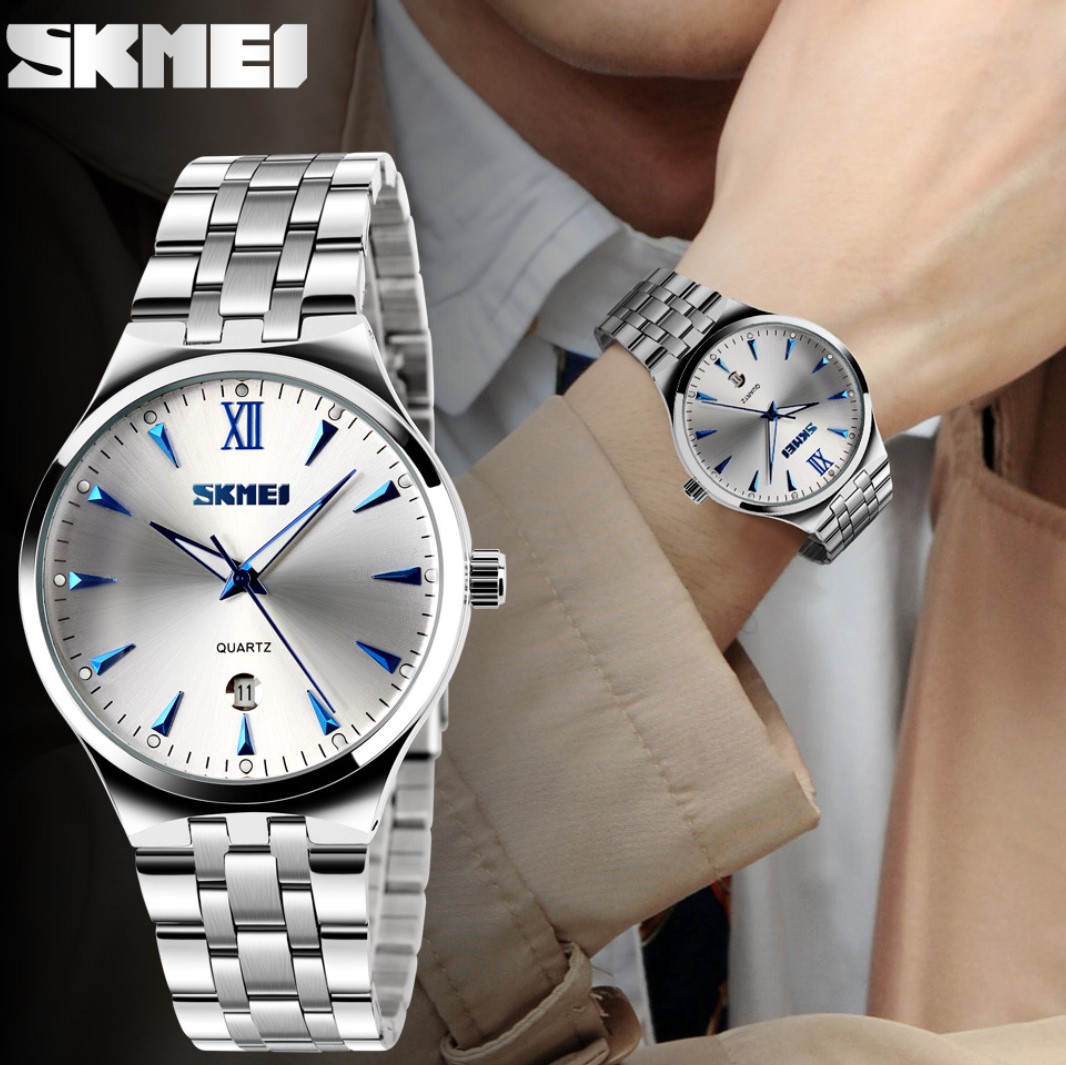SKMEI  Couple Watches Men/Women Watches Stainless Steel Quartz Calendar Business Quartz Watch Gifts