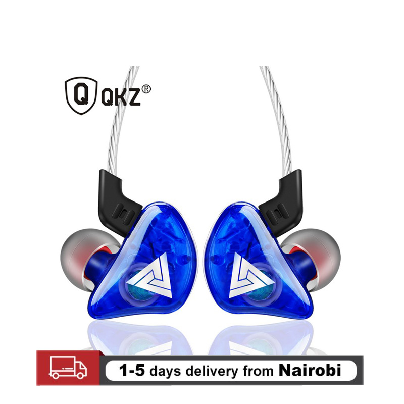 QKZ Brand Sports Earphones Running Earbuds Super Bass Music Stereo Earbuds With HD Mic High Quality Wired Earphones blue