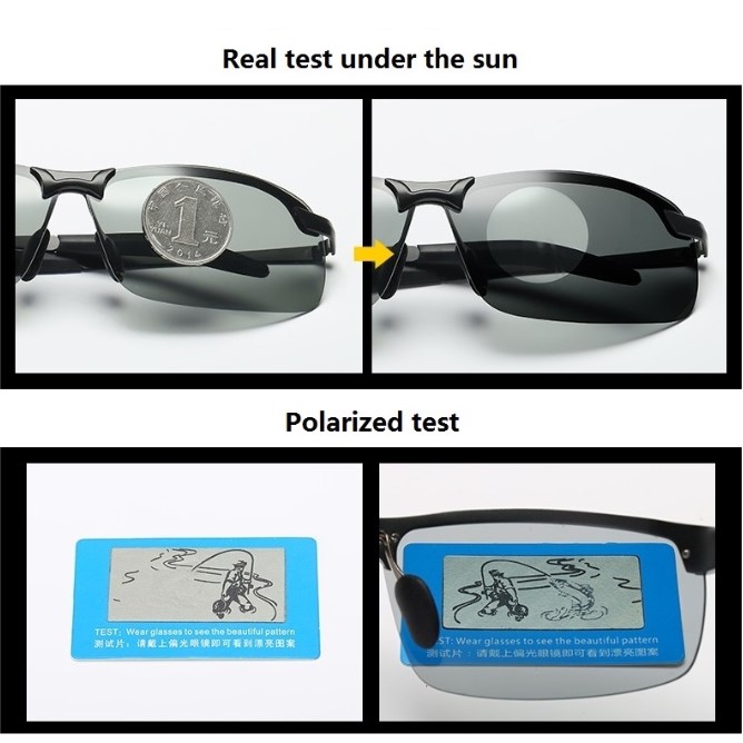 Vintage Photochromic Sunglasses Men Fashion Rectangle Polarized Sun Glasses Male Driving Chameleon Eyewear Night Vision