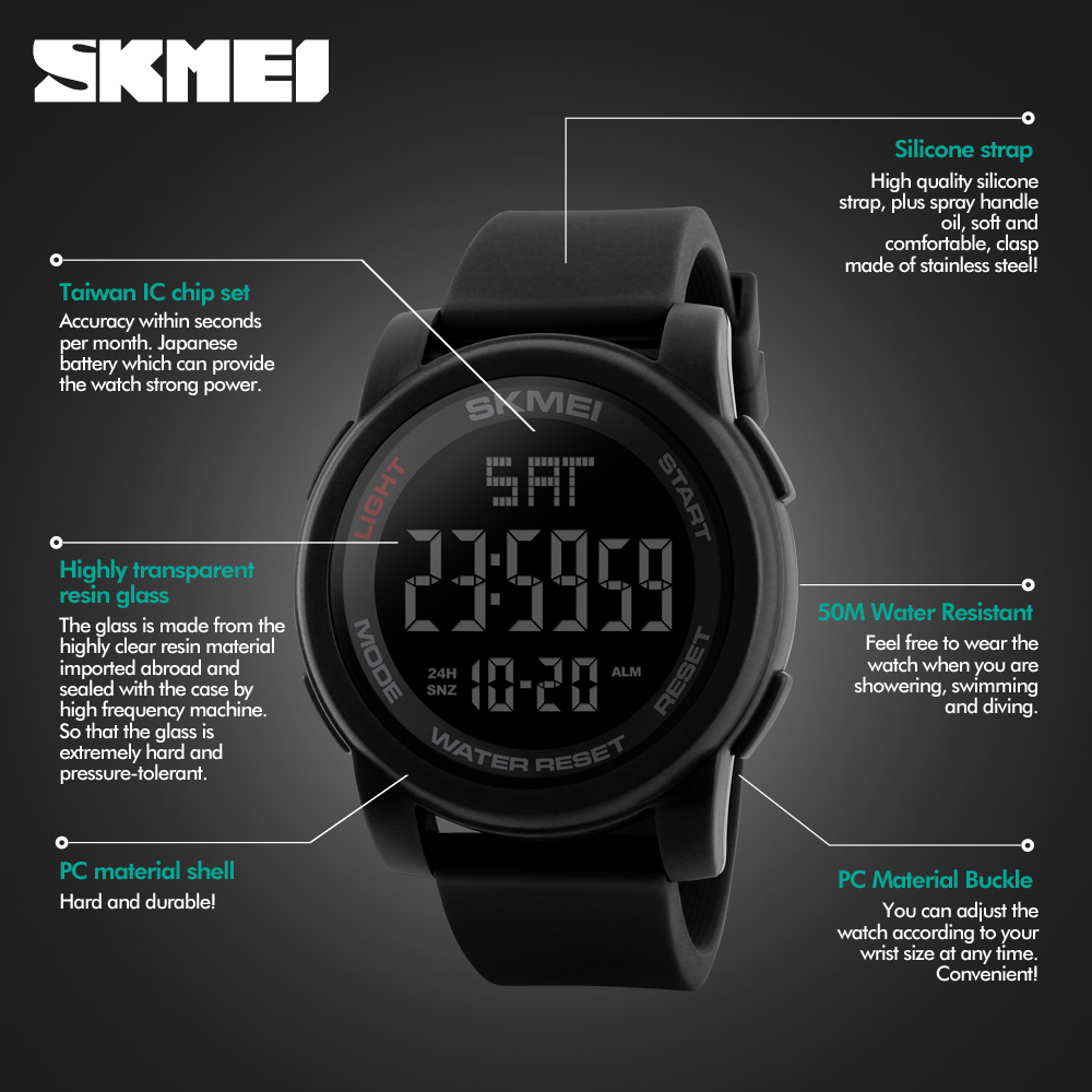 Skmei Men Sport Watches Dive Waterproof Military Watch Men Fashion Casual Electronics Wristwatches