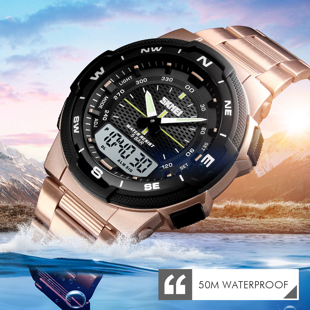 SKMEI Watch Men Fashion Sport Quartz Clock Mens Watches  Luxury Full Steel Business Waterproof Watch