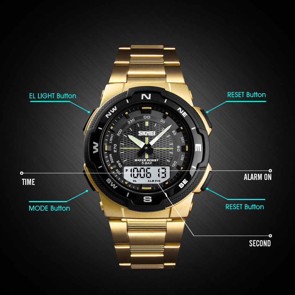 SKMEI Watch Men Fashion Sport Quartz Clock Mens Watches  Luxury Full Steel Business Waterproof Watch