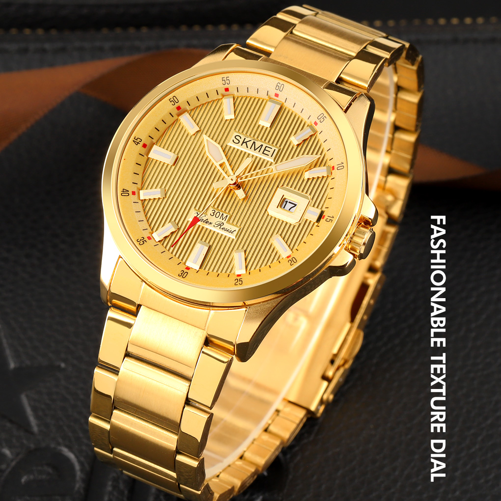 SKMEI  Mens Watches Luxury Elegant Quartz Luminous Dial Date Stainless Steel Male Watches