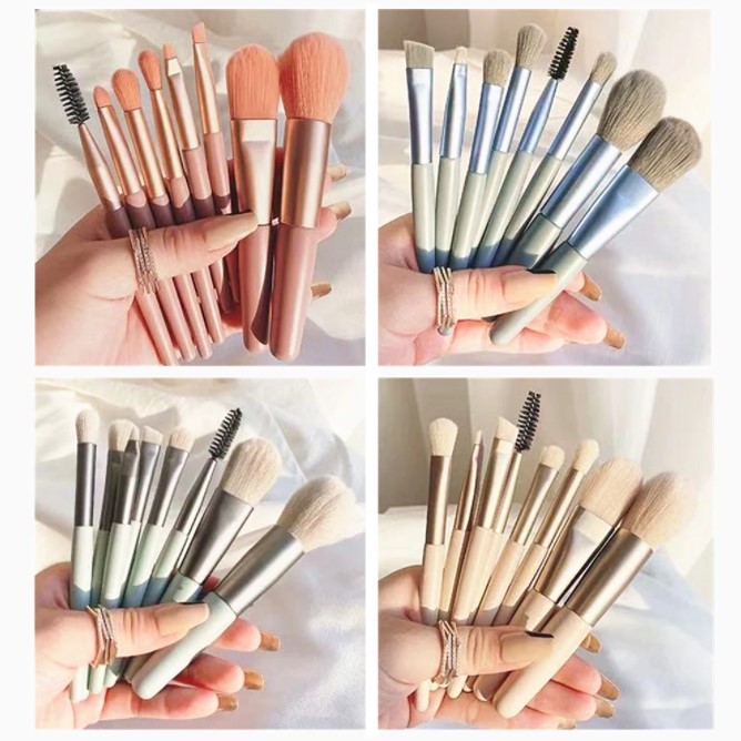 8Pcs Set  With Bag Makeup Brushes Sets Eye Shadow Foundation Powder Eyelash Lip Concealer Blush Travel Portable Soft Make Up Brush Sets