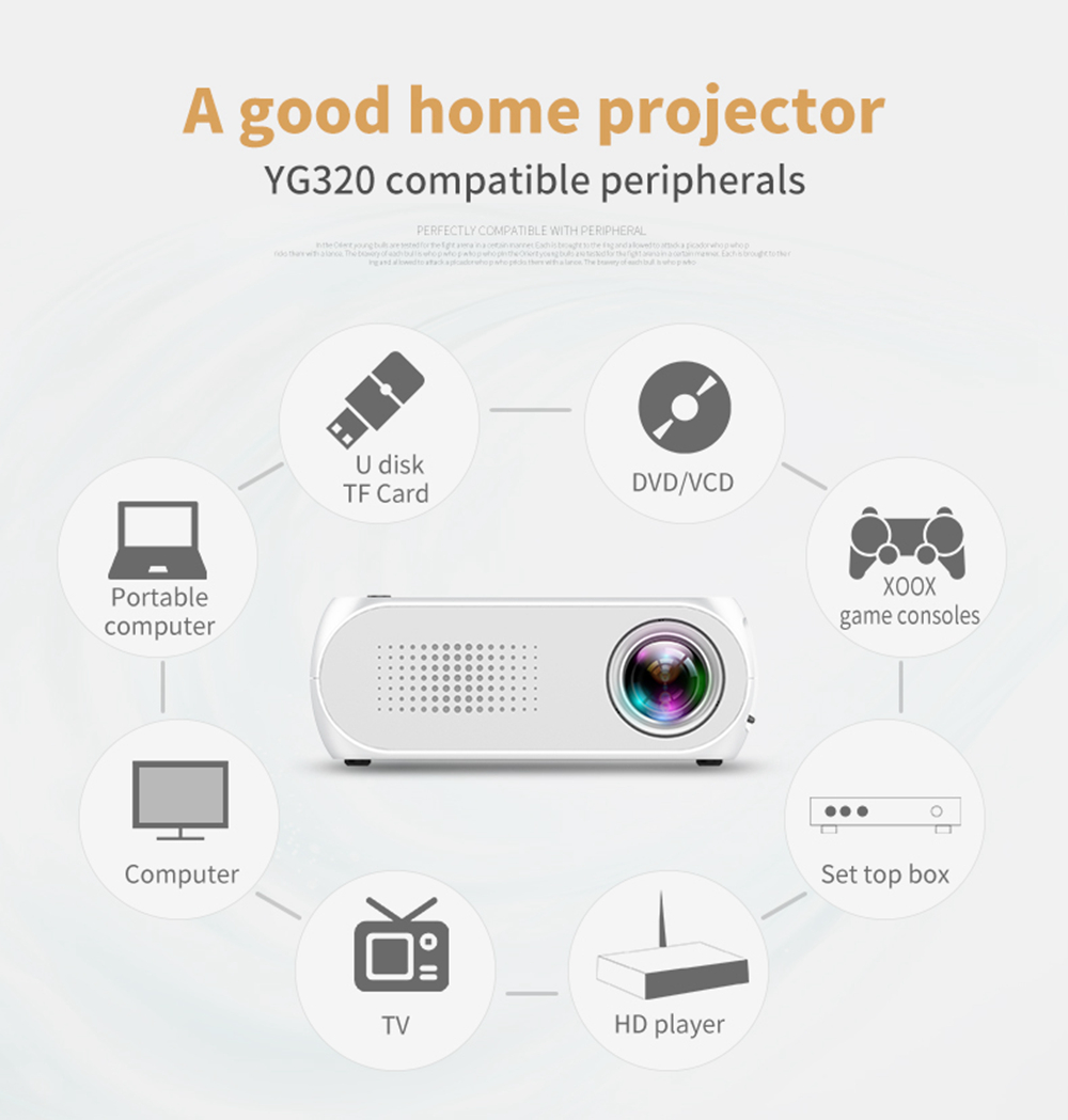 Projector New Portable 600 Lumen 3.5mm Audio 320x240 Pixel HDMI-Compatible USB Mini Projector Home Media Play