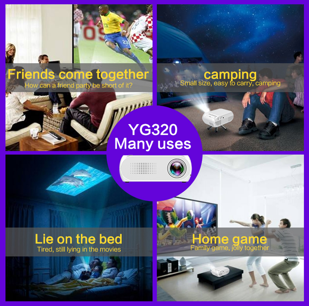 Projector New Portable 600 Lumen 3.5mm Audio 320x240 Pixel HDMI-Compatible USB Mini Projector Home Media Play