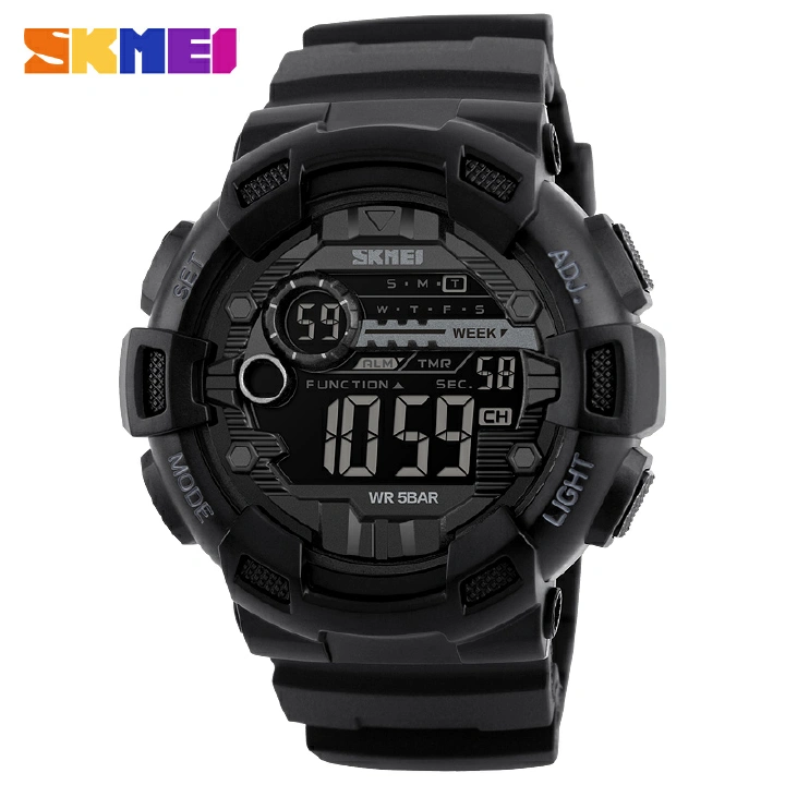 SKMEI Sports Watches Men Multifunction 5Bar Waterproof PU LED Display Quartz Watches Chrono Digital Watches Business Watches
