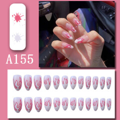 24pcs Fake Nails Reusable Stick On Nails Press on Full Cover False Nail Tips with Jelly Stickers Makeup Accessories