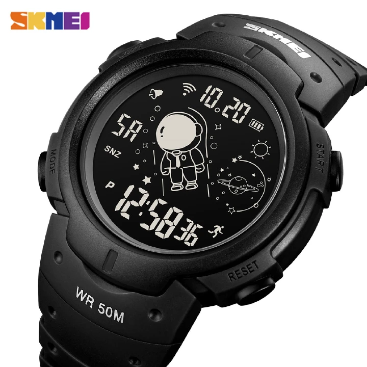 SKMEI Creative Cosmonaut Dial Time Display Wristwatch LED Light Digital Mens Sport Watches 5Bar Waterproof Clock