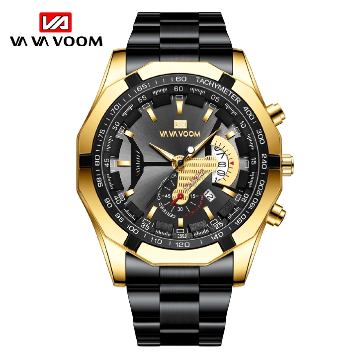 Va Va Voom Men's Sport Watches Fashion Stainless Steel Waterproof Calendar Quartz Watches Digital Watches Business