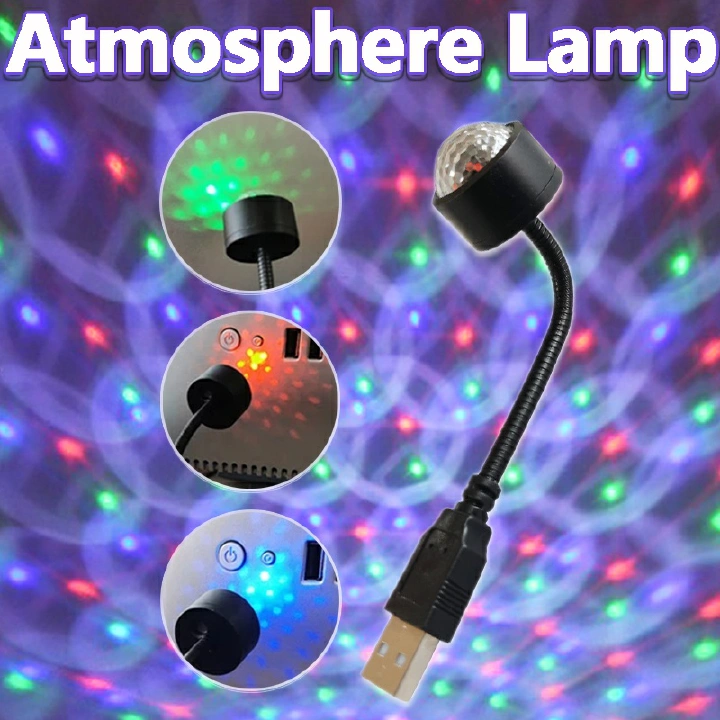 Car USB LED Atmosphere Lamp Stage Light Disco Ball DJ Light Night Light Projector Birthday Party Decoration Portable Mood Light For Bedroom Living Room Wall Photography