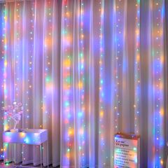 3M*2M Home Decor LED Curtain String Lights Garland  Window USB Power Fairy Lights Festoon with Remote  Garland Led Lights Home Decoration as photo 200LEDS 3M*2M 8W
