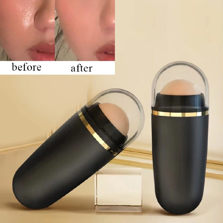 Skin Care Face Oil Absorbing Roller Natural Volcanic Stone Massage Body Stick Makeup Face Skin Care Tool Facial Pores Cleaning Oil Roller Makeup Tools