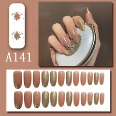 24pcs Fake Nails Reusable Stick On Nails Press on Full Cover False Nail Tips with Jelly Stickers Makeup Accessories as photo 152 24pcs Nail Art Patches