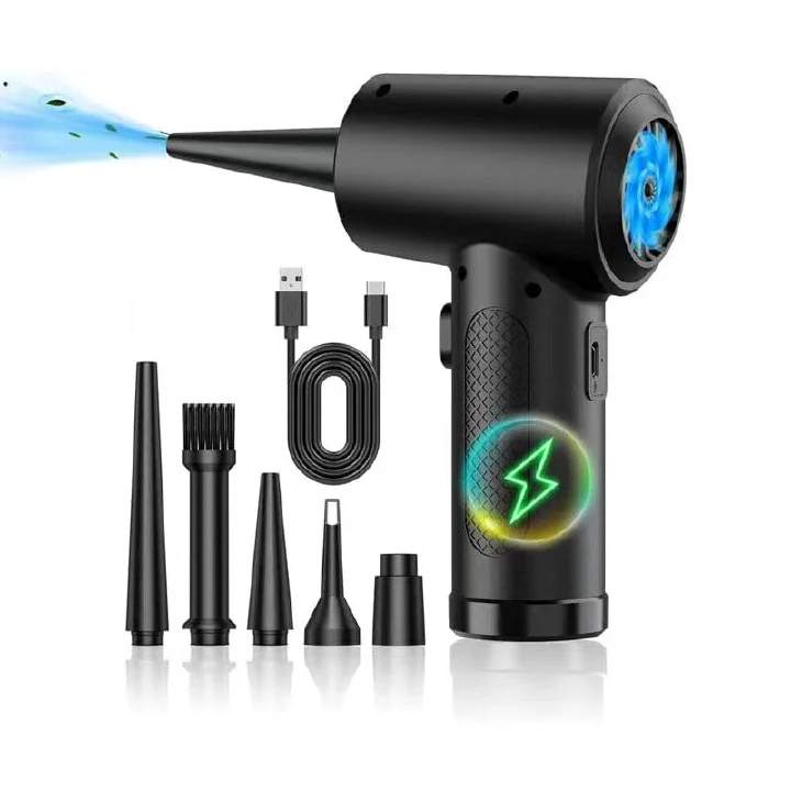 Compressed Air Duster for Computers Protable Cordless Air Blower Computer Cleaning with LED Light for Home PC Keyboard Crumbs Car