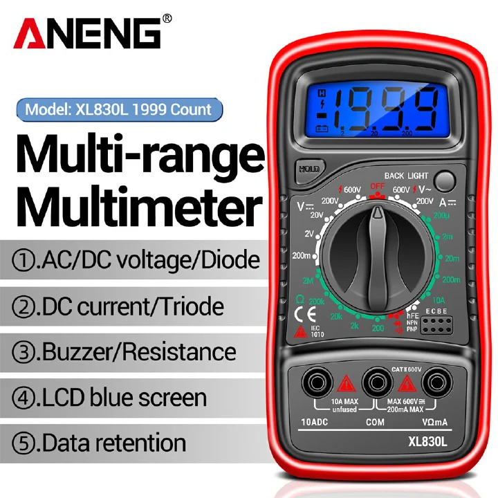 ANENG XL830L Digital Multimeter AC/DC Voltmeter Current Diode Triode Meter Tester Resistance Electronic Test Tools