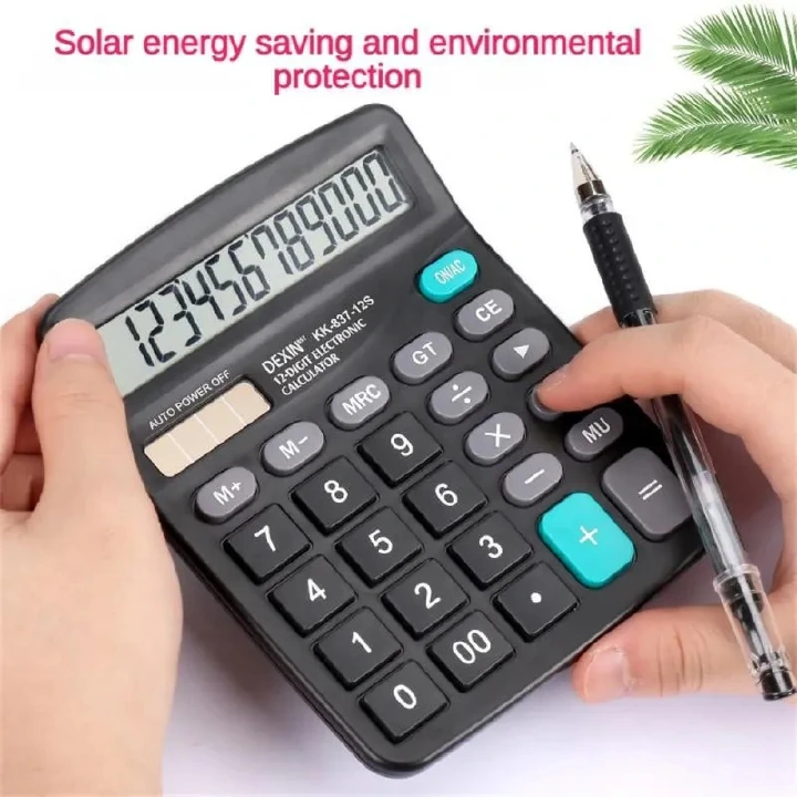 Energy-saving 12-digit Scientific Calculator Office Financial Special Student Exams Solar and Battery Dual-use Calculator