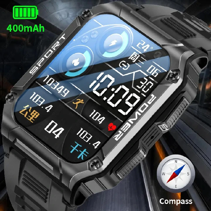 LIGE New Sports Smart Watch Men Travel Compass Bluetooth Call Bracelet 400mAh Health Monitoring IP68 Waterproof Men SmartWatches