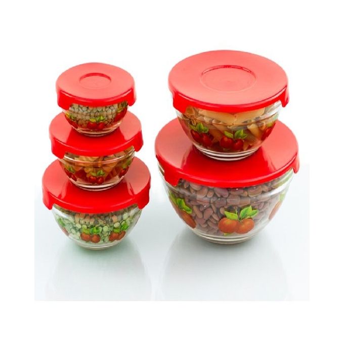 Set of 5 Fridge Storage Glass Bowls