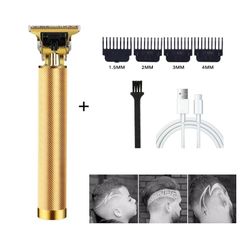 Men Professional Hair Trimming Hair Clipper Fashion Hair Shaving Tools-Black Gold one size