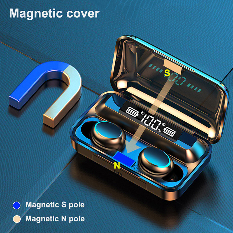 F9 Wireless Bluetooth 5.1 Earphones Headsets 2000mAh Battery Large Capacity