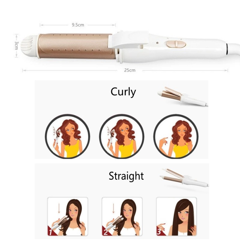 2 In 1 Curling Iron Hair Straightener Gold+6 Gifts