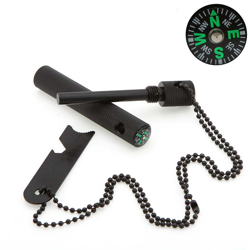 Waterproof Flint Magnesium Rod with Compass/Calibration Scraper