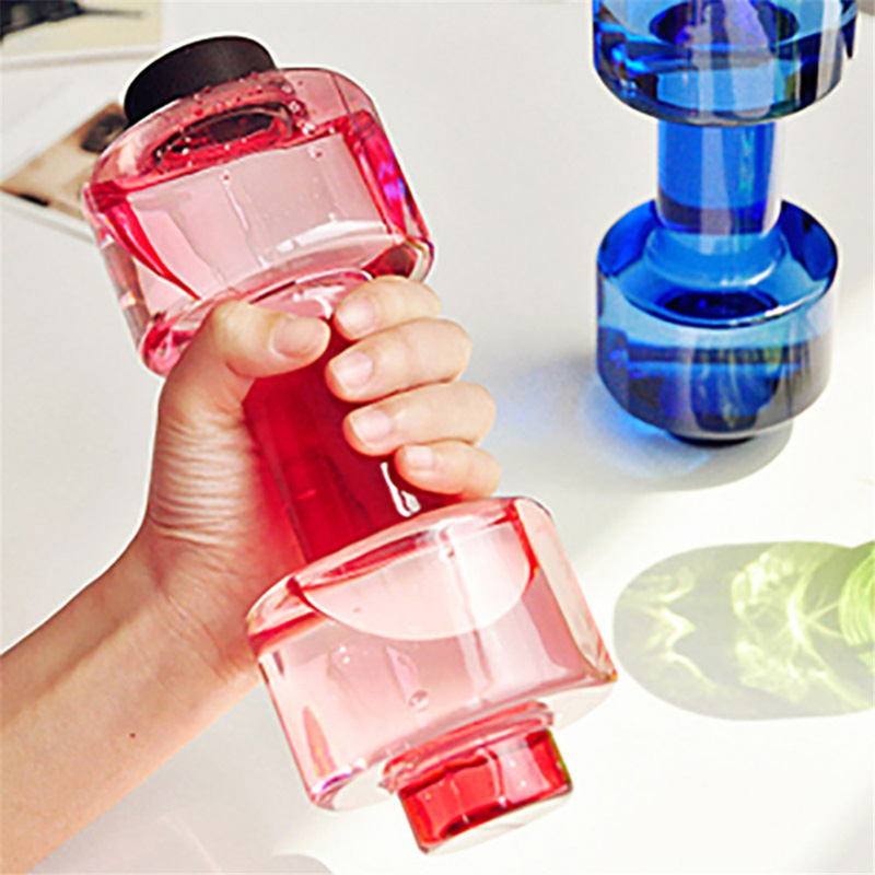 Fitness Water Bottle Plastic Dumbbell Water Bottles Sealed Leakproof Kettle for Sport Travel Outdoor