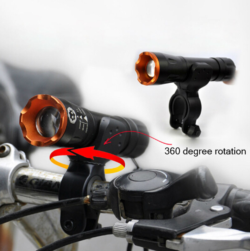 Bike Flashlight LED Torch Mount Clip 360 Degree Rotation Cycling Clip Clamp Bicycle Light Holder