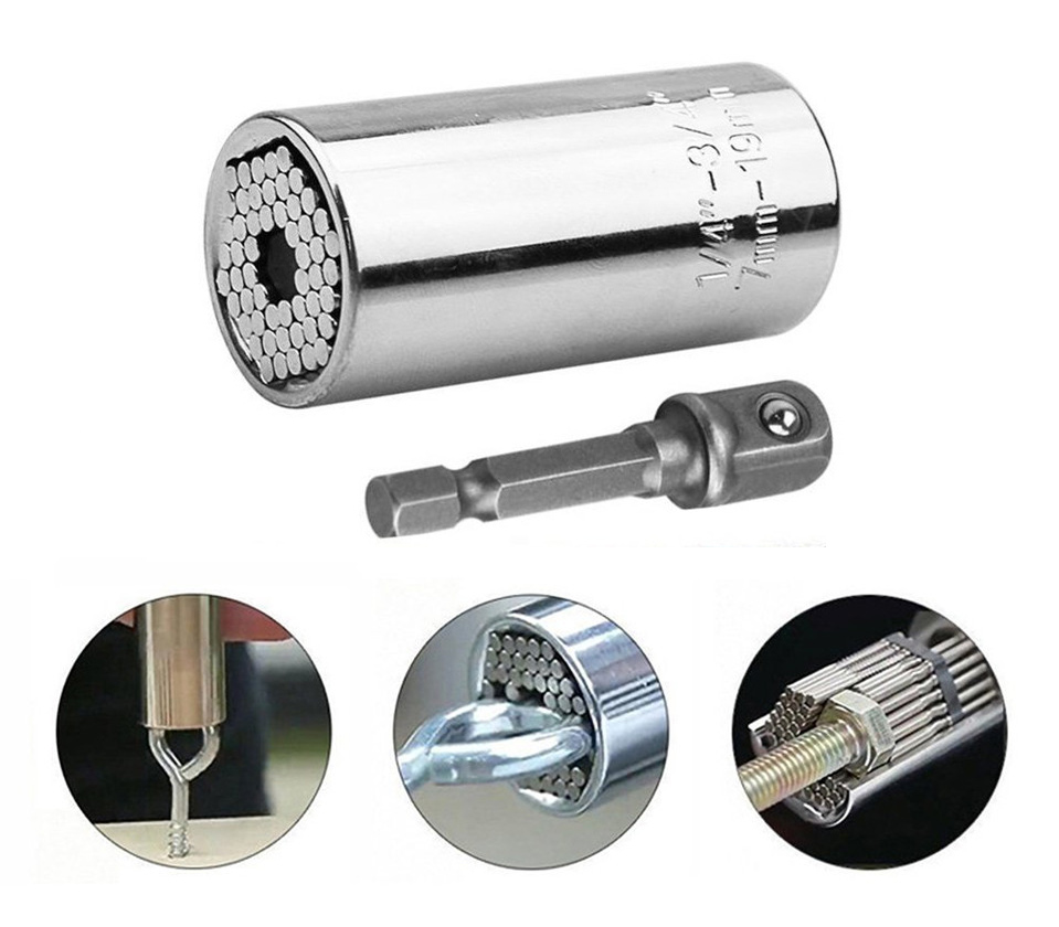 Universal Socket Wrench Head Socket Multifunctional Torque Sleeve with Drill Adapter for Repair