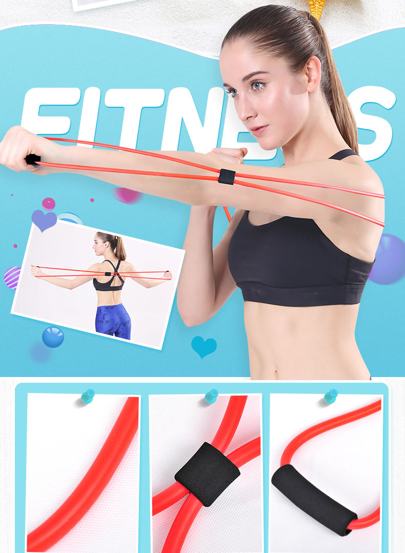 8-Type Elastic Tension Durable Rope Chest Expander Yoga Pilates Sport Fitness Belt Body Health Care