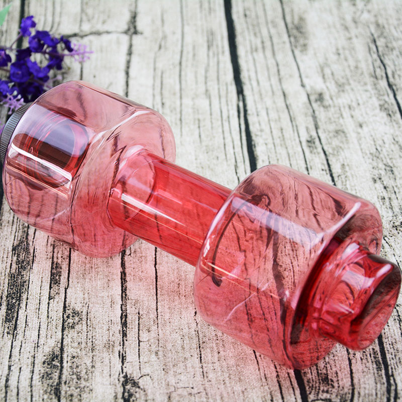 Fitness Water Bottle Plastic Dumbbell Water Bottles Sealed Leakproof Kettle for Sport Travel Outdoor