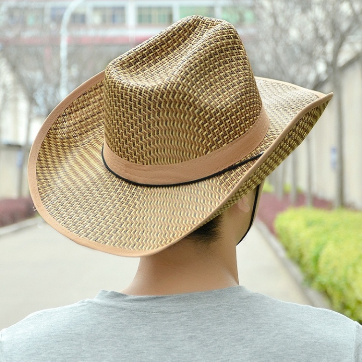 Men HAT Visor SUN Shade Beach Hat Large Brim Outdoor Fishing Straw Hat Male