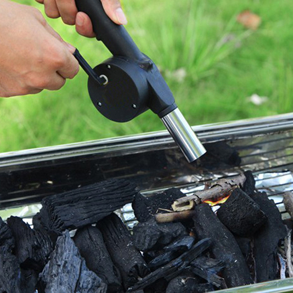 New BBQ Fan Blower Barbecue Grill Hand-cranked Mini Air Blower