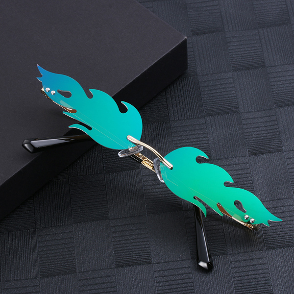 Fashion Flame Sunglasses Rimless Wave Sun Glasses  UV Eyewear Narrow Sunglasses