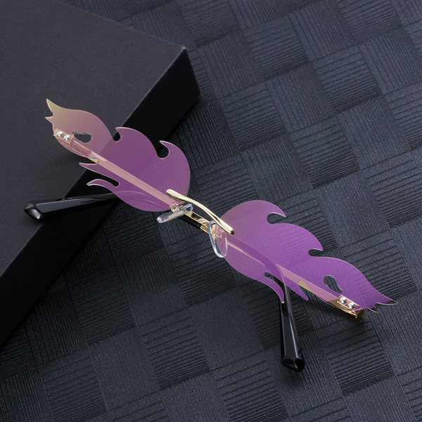 Fashion Flame Sunglasses Rimless Wave Sun Glasses  UV Eyewear Narrow Sunglasses