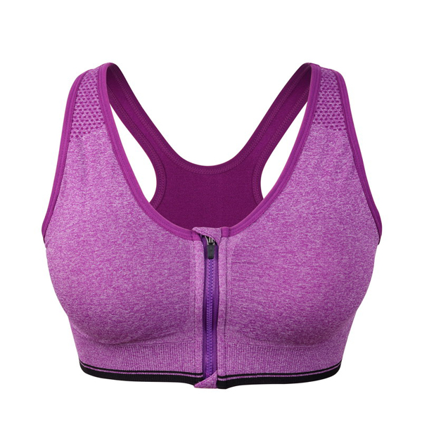 New Women Zipper Push Up Sports Bra Padded Breathable Sports Tops