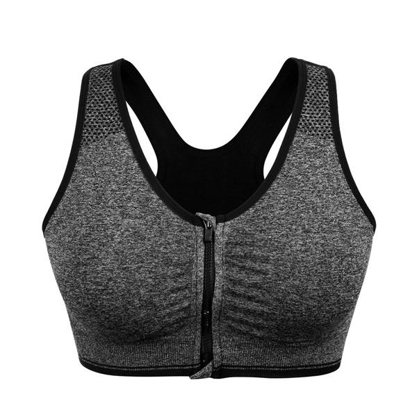 New Women Zipper Push Up Sports Bra Padded Breathable Sports Tops