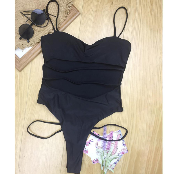 New Outdoor Swimming One Piece Swimsuit  Solid Bandage Bathing Suit Swimwear