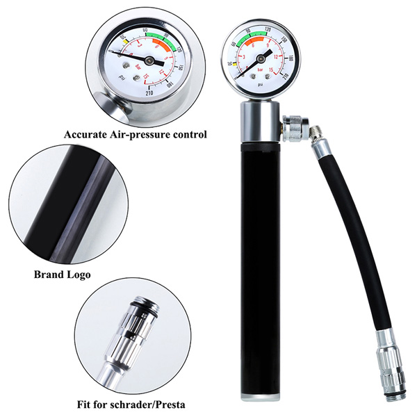 New Mini Sport Outdoor Bicycle Pump Pressure Gauge Hand Cycling Pump Presta MTB Tire Bike Pump