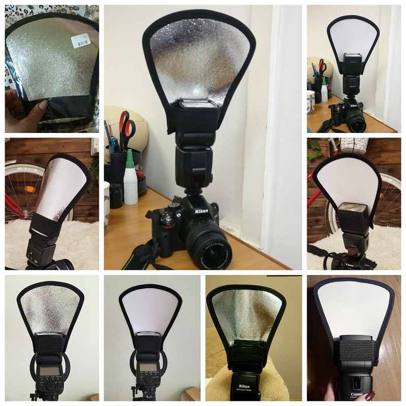 Outdoor 2-in-1 Camera Flash Diffuser Flash Softbox Photo Light Reflector For Canon Camera