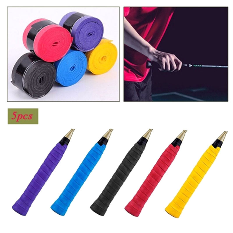 5pcs Racket Grip Anti Slip Absorbent Tennis Overgrip Badminton Overgrip Pickleball Overgrip