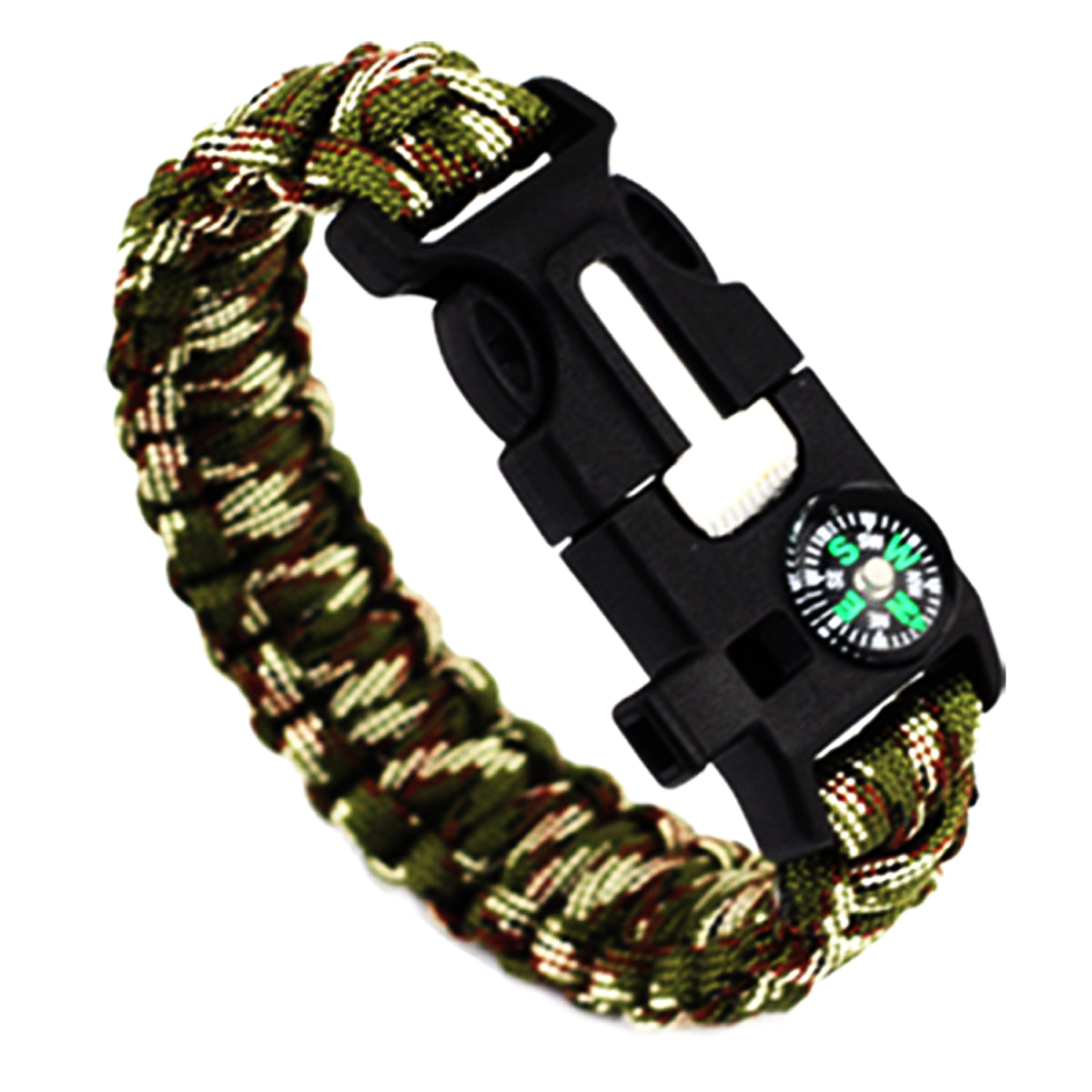 Compass Flint Fire Starter Whistle Scraper Gear Kits Paracord Survival Bracelet