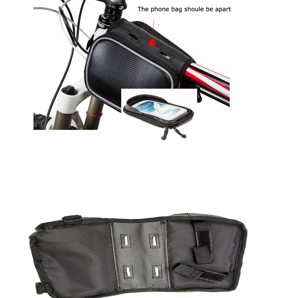 Bicycle Front Top Tube Bag Cycling Bike Frame Saddle Bag For Mobile Phone Waterproof Touchscreen